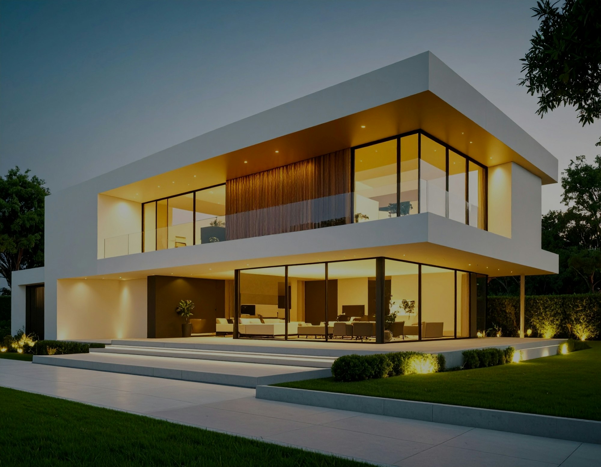 Protected home at dusk
